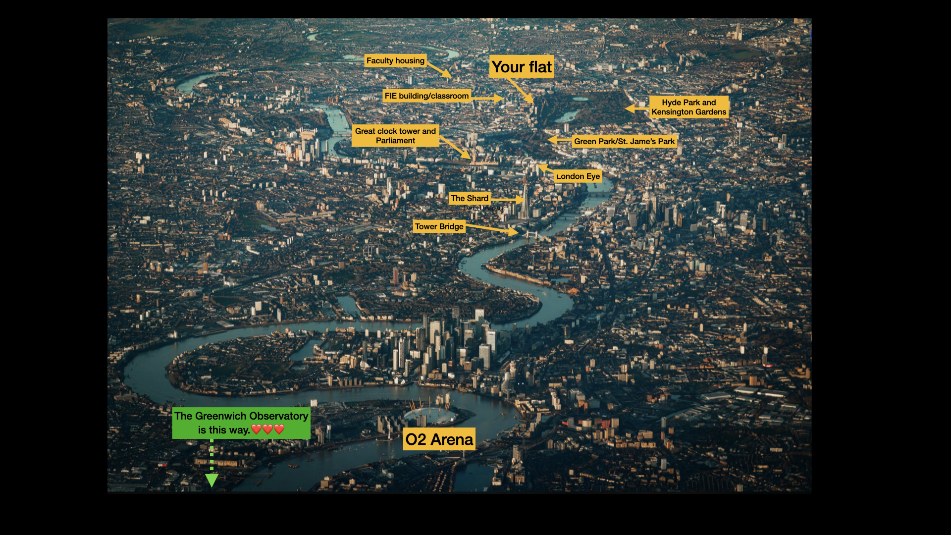 annotated map of London