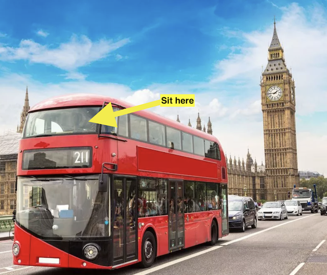 london bus 211 in front of the great clock at Westminster